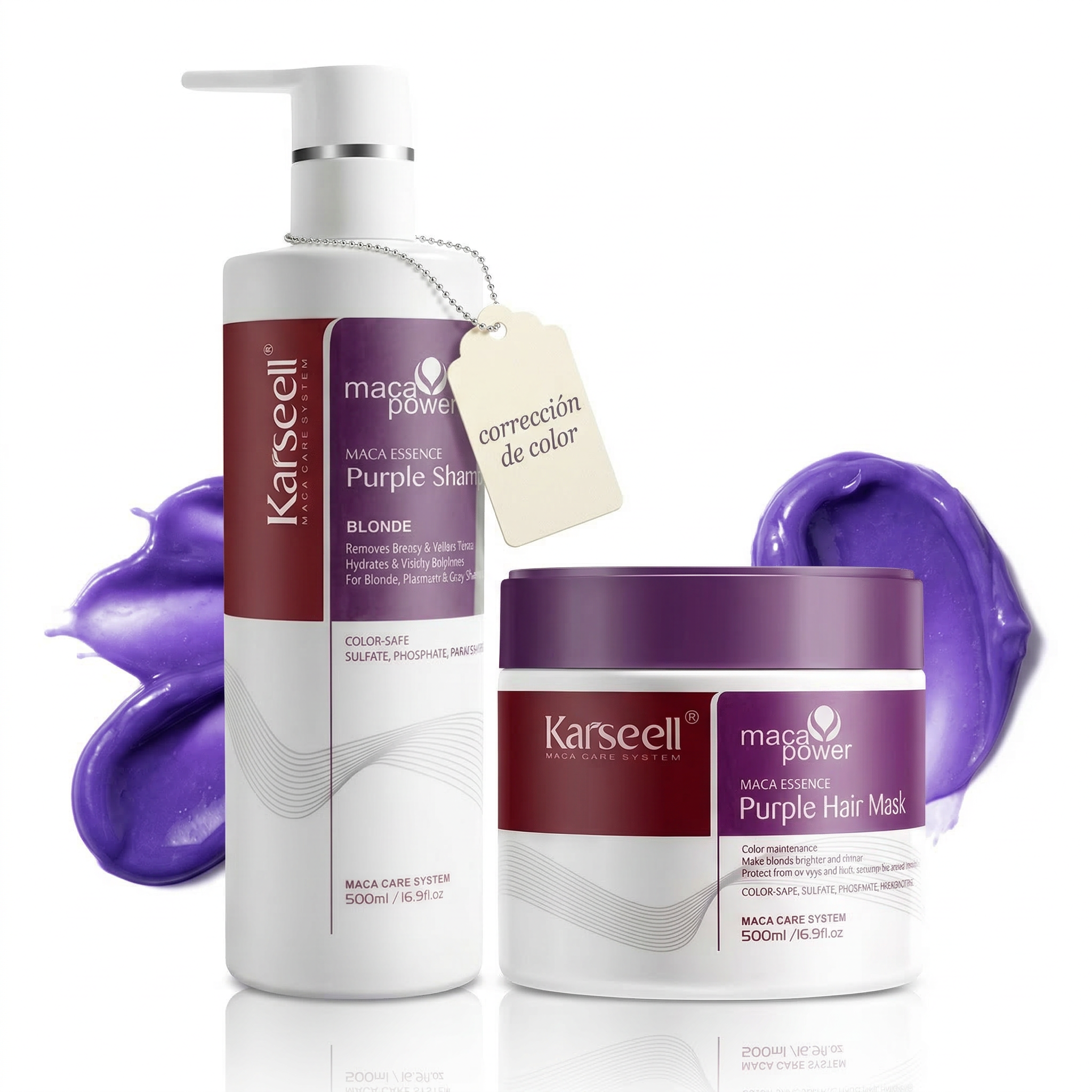 KARSEELL Pack Mascarilla Violeta Profesional Matizadora 500 ml + Champú Violeta 500 ml