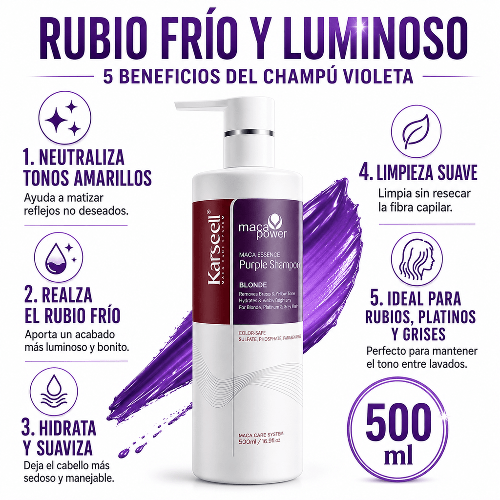 KARSEELL Pack Mascarilla Violeta Profesional Matizadora 500 ml + Champú Violeta 500 ml