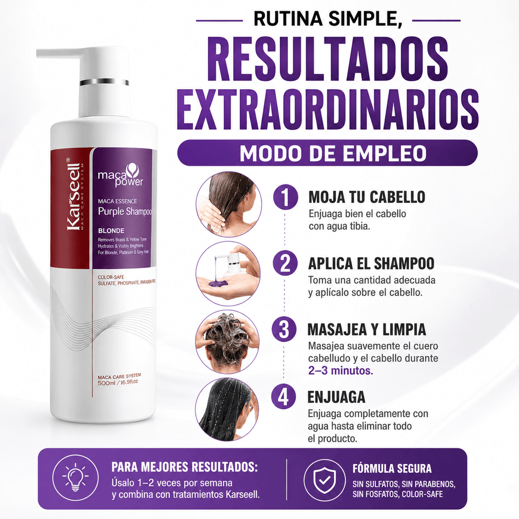 KARSEELL Pack Mascarilla Violeta Profesional Matizadora 500 ml + Champú Violeta 500 ml
