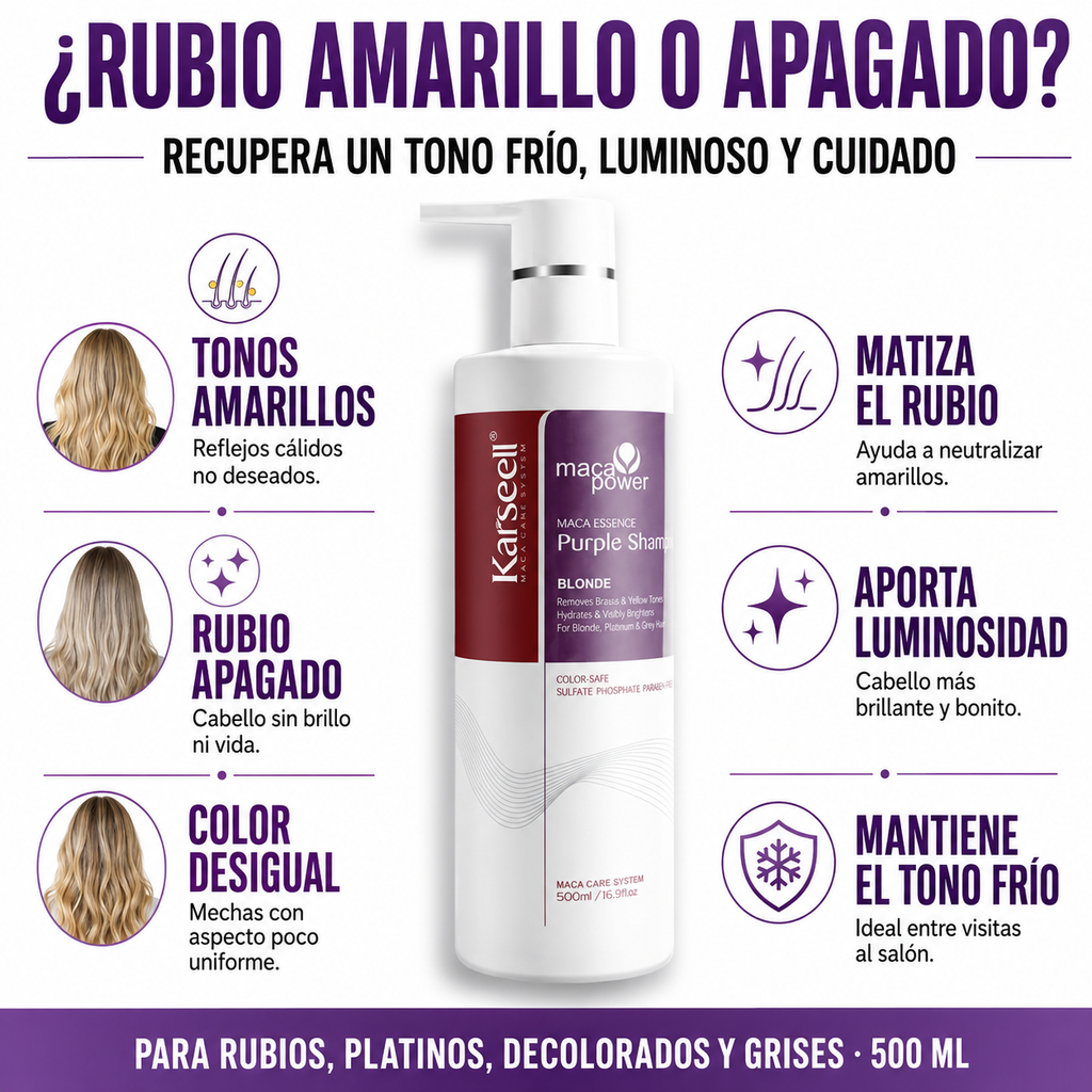KARSEELL Pack Mascarilla Violeta Profesional Matizadora 500 ml + Champú Violeta 500 ml