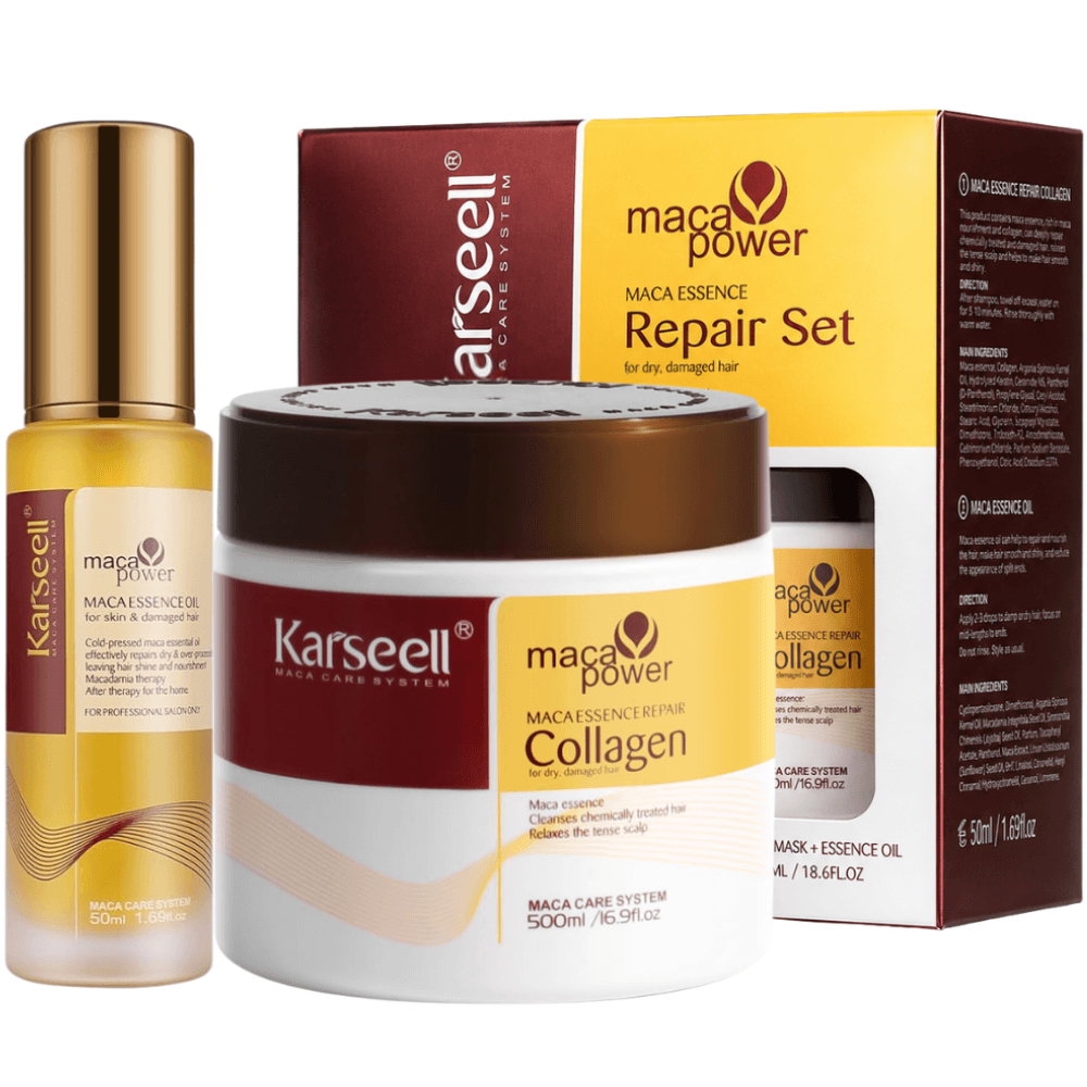 KARSEELL Pack Reparación Mascarilla Capilar de Colágeno 500 ml + Sérum de Aceite de Argán 50 ml