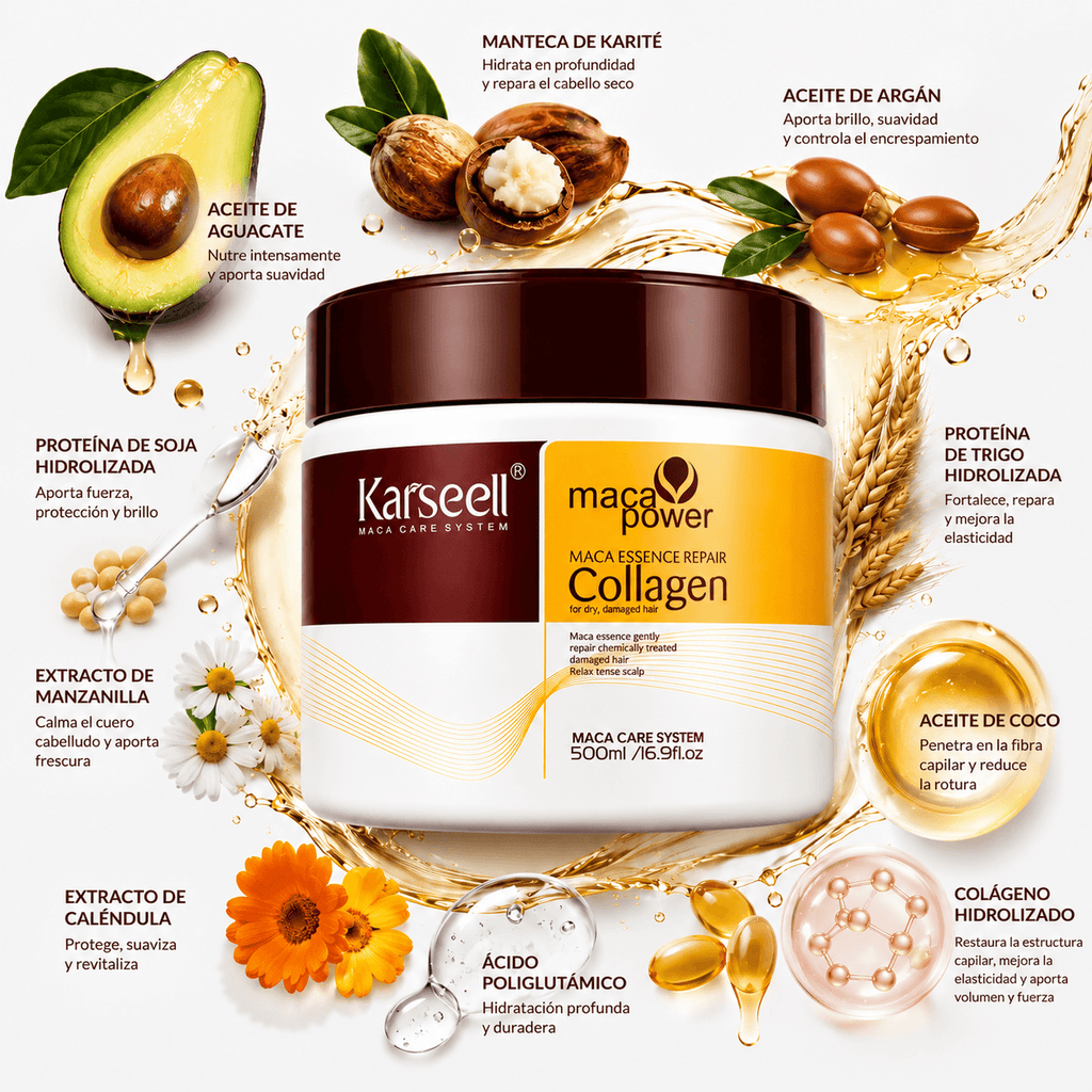 KARSEELL Pack Reparación Mascarilla Capilar de Colágeno 500 ml + Sérum de Aceite de Argán 50 ml
