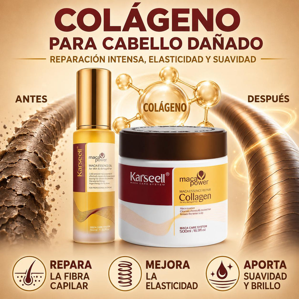 KARSEELL Pack Reparación Mascarilla Capilar de Colágeno 500 ml + Sérum de Aceite de Argán 50 ml