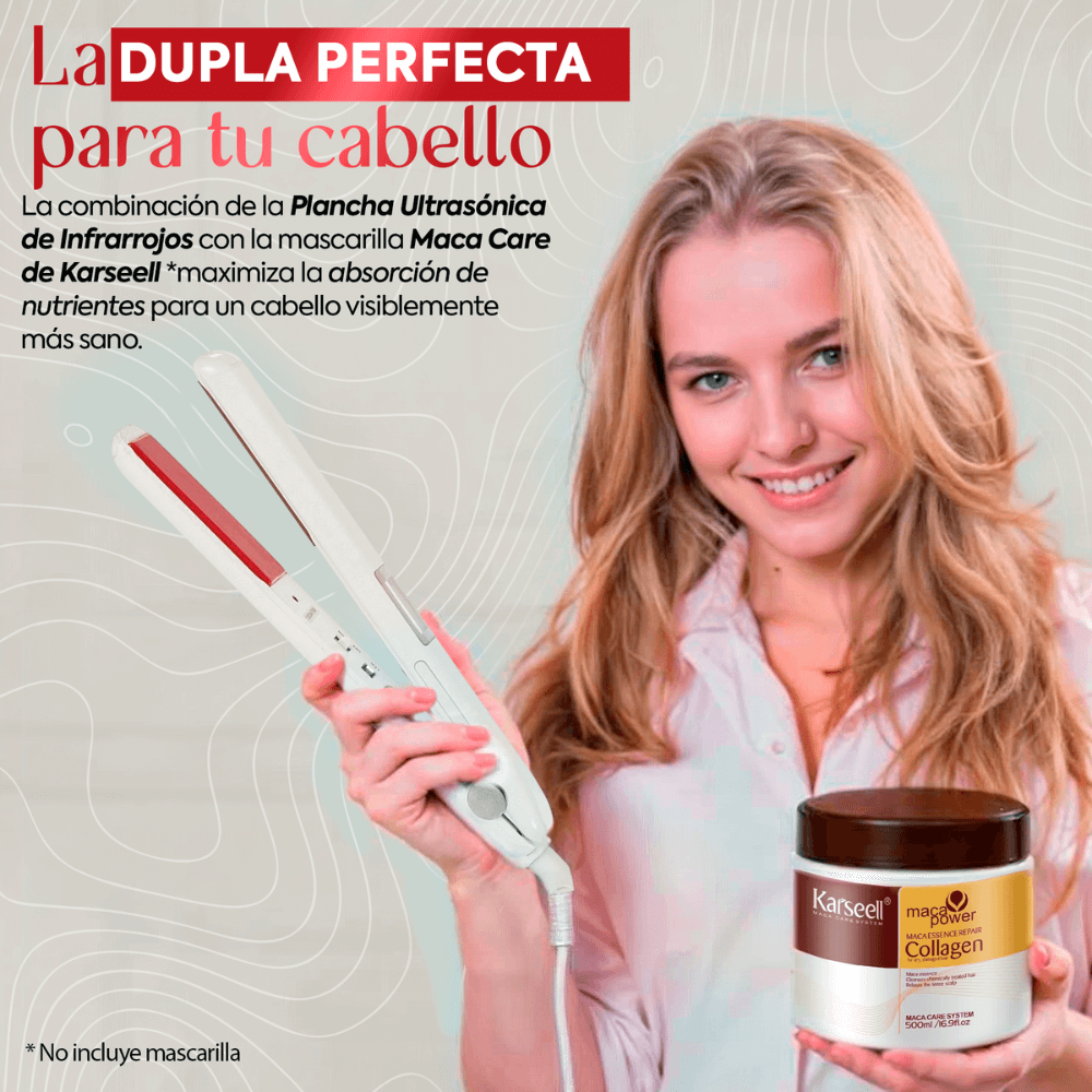 Plancha Ultrasónica de Infrarrojos Iron Repair para Tratamiento Reconstructor Capilar ( No incluye la mascarilla de colágeno )