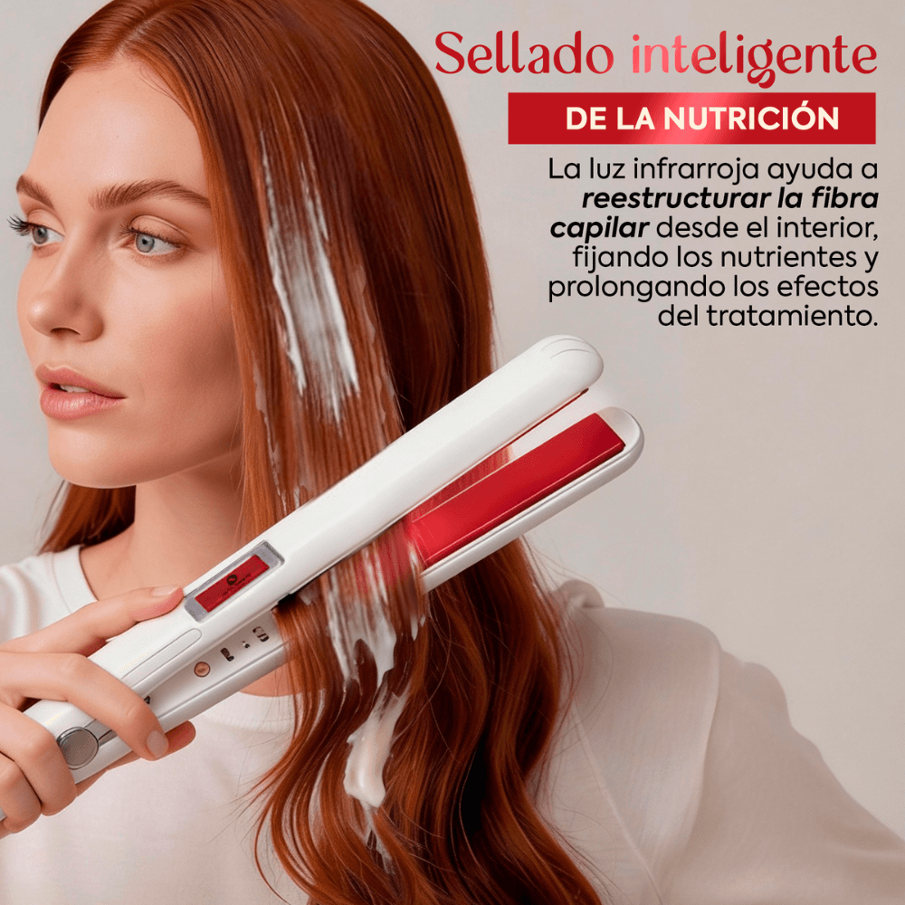 Plancha Ultrasónica de Infrarrojos Iron Repair para Tratamiento Reconstructor Capilar ( No incluye la mascarilla de colágeno )
